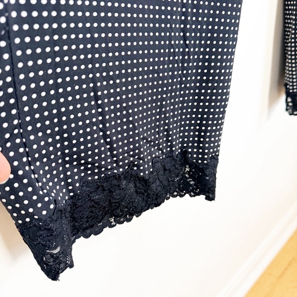 Alfani Two Piece Blue and White Polka Dot Sleepwear Set with Navy Blue Lace Trim - Picture 5 of 14